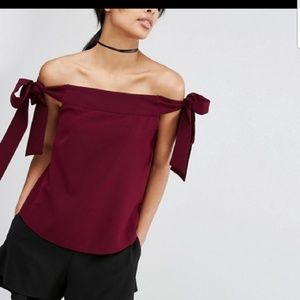 Red off the shoulder top